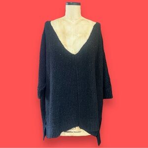 FREE PEOPLE Oversized Slouchy Heather Black Knit Sweater Balletcore Boho Gypsy